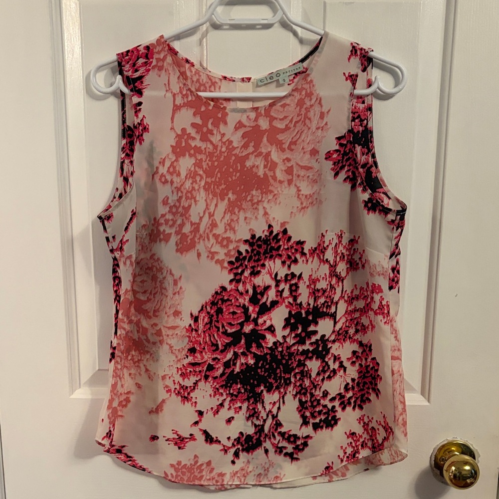 Cleo Pink and Black Floral Blouse